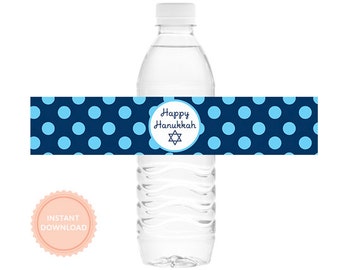 INSTANT DOWNLOAD, Hanukkah Playdate Collection: Printable Water Bottle Wraps (Hanukkah Drink Labels)- Libby Lane Press