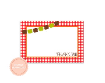 INSTANT DOWNLOAD, FALL Festival, Thank You Note (Pumpkins, Apples, Fall Birthday)