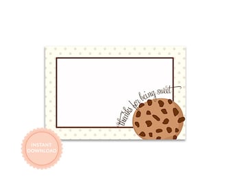 INSTANT DOWNLOAD, MILK & Cookies Party, Flat 4x6 Thank You Notes (Baby Shower Thank You)