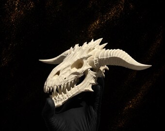 Gothic Dragon Skull Decor | Horned Fantasy Fossil Relic