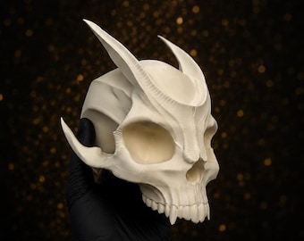 Gothic Demon Skull | Horned Fantasy Bone Decor