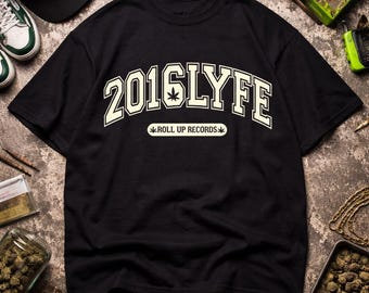 2016LYFE Tee | Retro Collegiate Arch Smokedope2016 Logo T-shirt