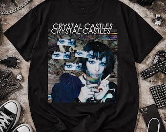 Crystal Castles Graphic Tee | Retro Glitch Eyes Album Art