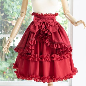 Ruffle Bustle Classic Skirt With Removable Bow, Gothic Lolita Skirt, Lolita Petite Skirt, Available From Small To Plus Size