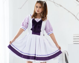 Sailor Fuku Cosplay: Kawaii Japanese School Uniform with Purple Pleated Skirt