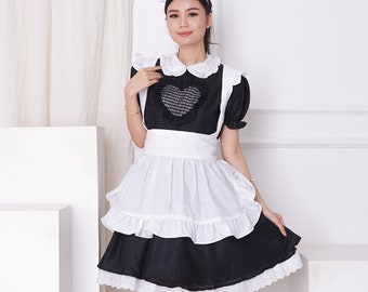 Classic Maid Dress: Black & White Uniform with Neko Ears Headpiece