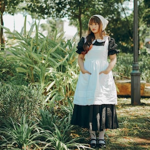 Vintage Inspired Maid Dress: Cotton Apron, Cottage Headscarf