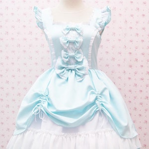 Turquoise Cute Jumper Skirt Sweetheart Neckline, Sweet Lolita Dress, Pink Fairytale Dress, Kawaii Pink Lace Dress, Pastel Vintage Gown