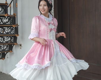 Pink Lolita Princess Dress, Sweet Lolita OP with Lace & Bows, Kawaii Tea Party Outfit