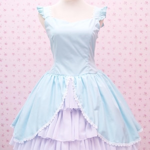 Alice in sweetheart halslijn met ruches chiffon rok, Alice in Wonderland JSK-kostuum