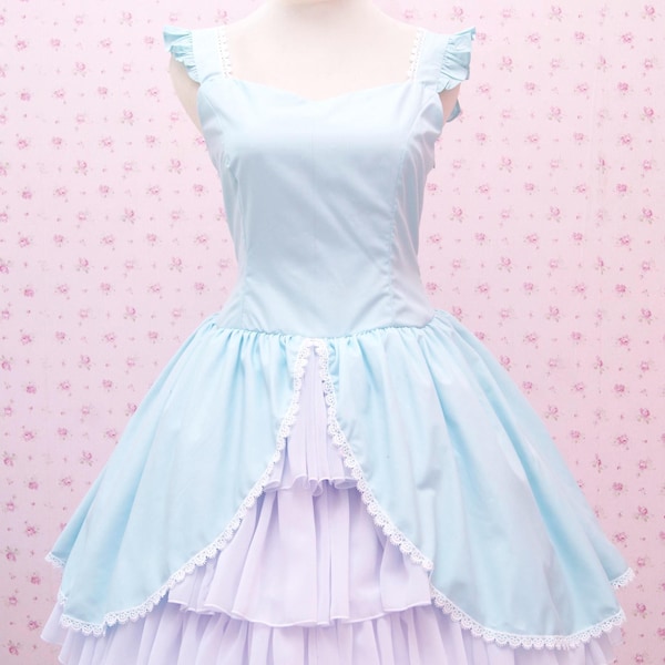 Alice in sweetheart halslijn met ruches chiffon rok, Alice in Wonderland JSK-kostuum