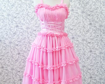 Mirella Goddess Dress, Chiffon Detailed Ruffle Gown