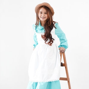 Traditional Long Sleeve Maid Dress, Historical Maid Costume, Pinafore Maid Apron, Tea Length Maid Dress, Long Classic Dress, English Maid
