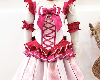 Kawaii Idol Lolita Dress, Pink Argyle Jpop Idol Costume