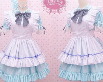 Custom Alice in Wonderland Maid Dress: Turquoise Cotton Kawaii Costume