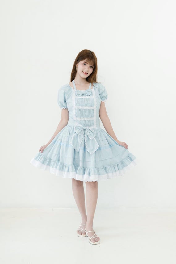 blue coquette dress Polka Dot Princess Dress, Handmade Lolita Clothing Polka dot