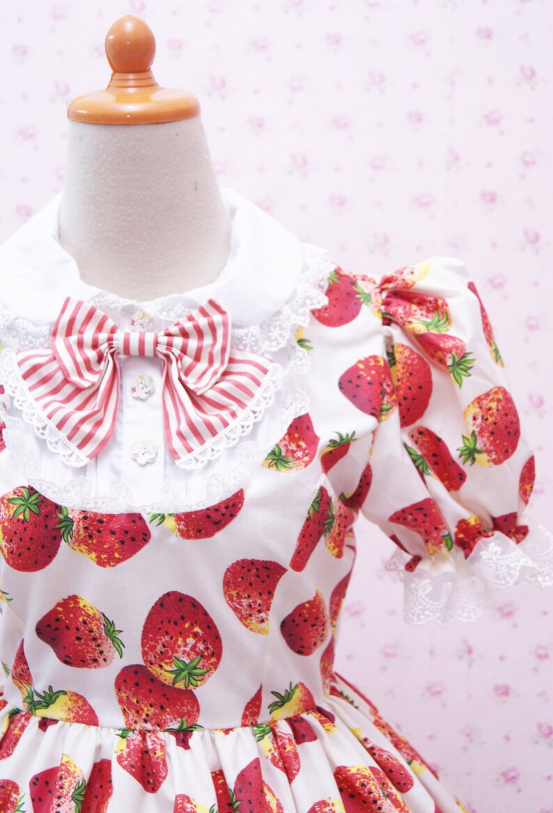 Kawaii Strawberry Dress With White Chiffon Ruffle Skirt and Etsy