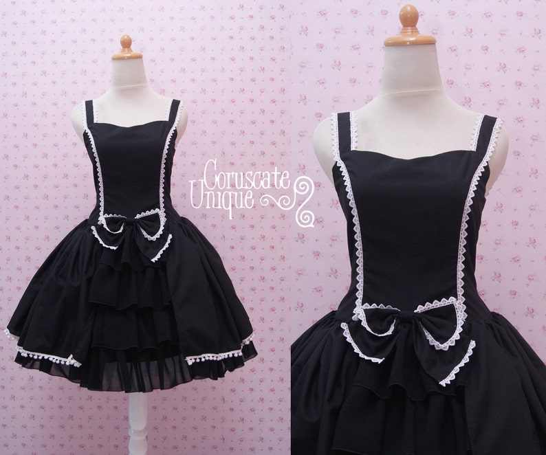 Ruffle Tiered Tea Party Dress Halloween Prom Plus Size Rococo Retro Vintage Inspired Full Black Gothic Lolita Dress