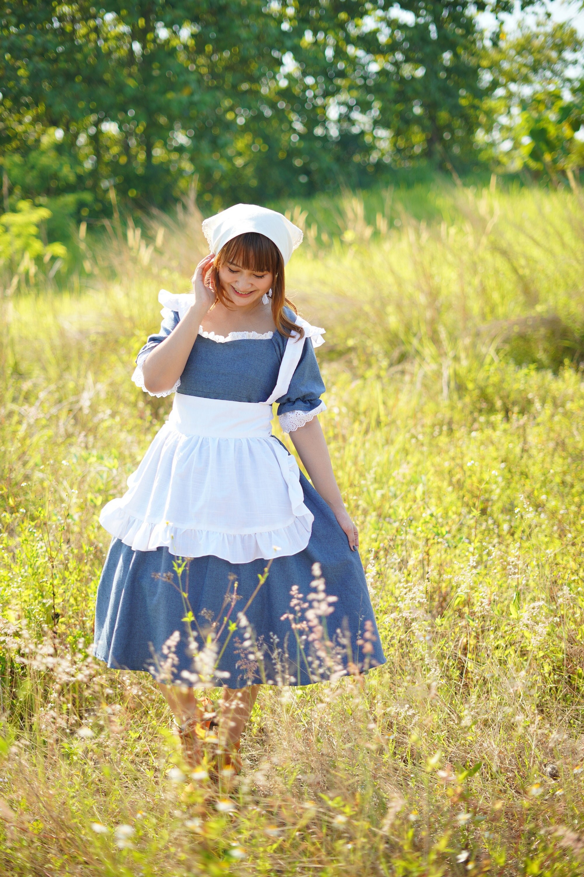 maid dress long sleeve 1/3 Delusion Kawaii Maid Dress Long-Sleeve Uniform Cosplay Costume with Apron and Headdress
