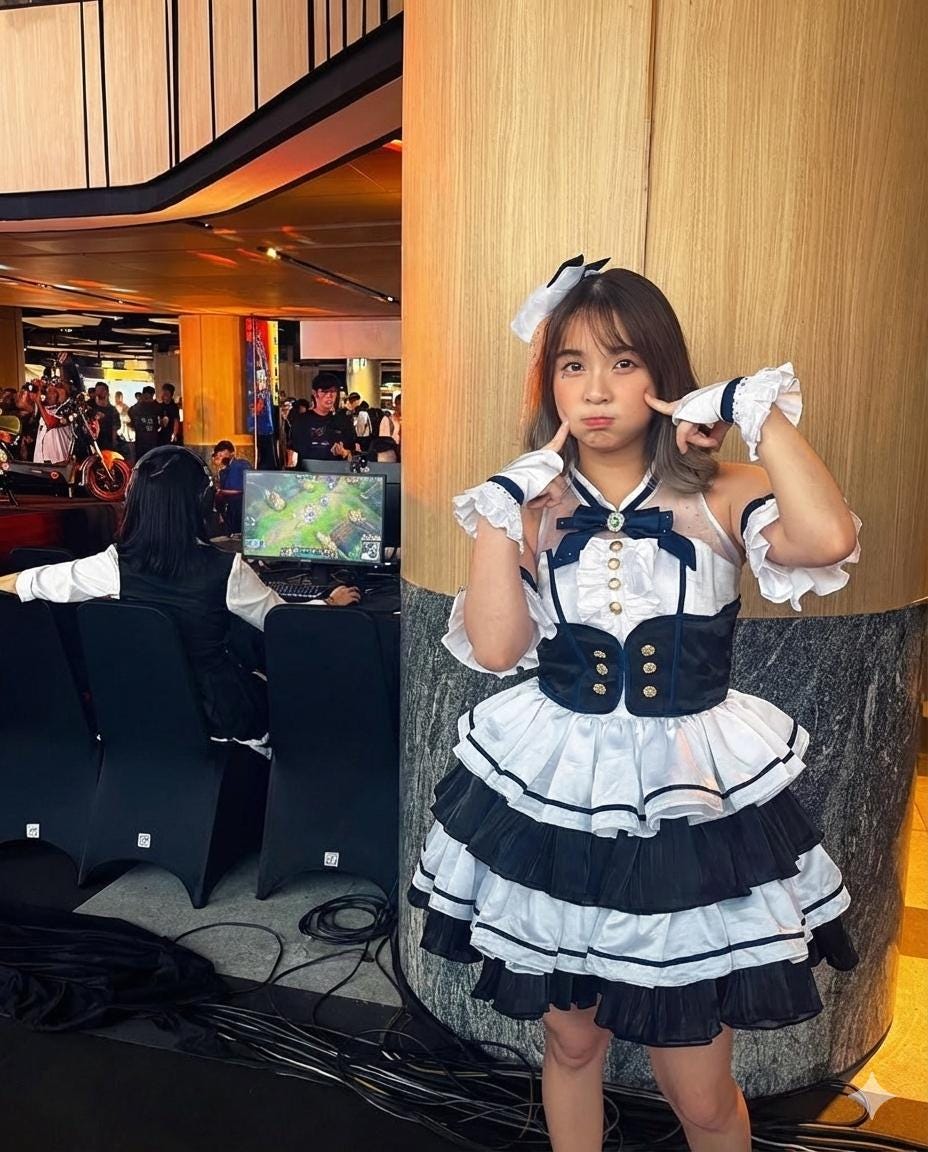 アイドル風フリルドレス:白黒の可愛いステージパフォーマンス アイドル風フリルドレス:白黒の可愛いステージパフォーマンス