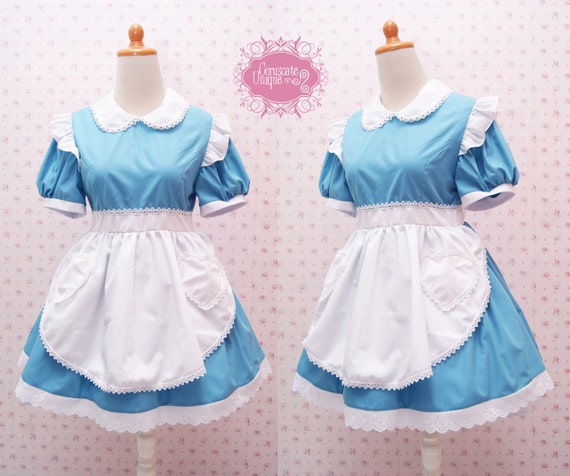 Alice in Wonderland Maid Costume: Blue Cotton Dress With Apron - Etsy