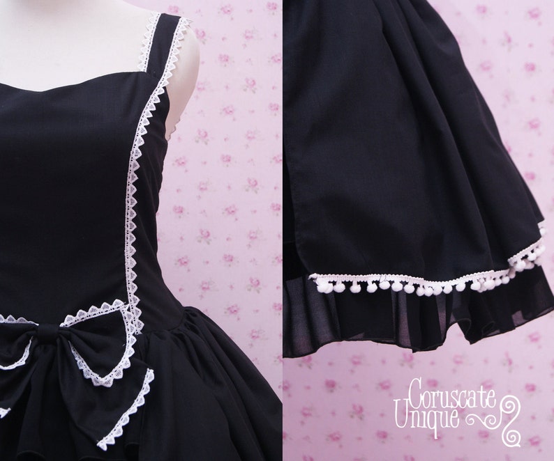 Ruffle Tiered Tea Party Dress Halloween Prom Plus Size Rococo Retro Vintage Inspired Full Black Gothic Lolita Dress
