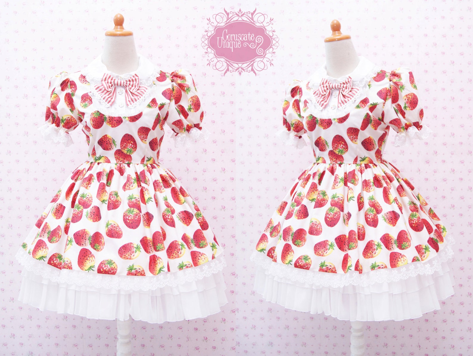 Kawaii Strawberry Dress With White Chiffon Ruffle Skirt and Etsy