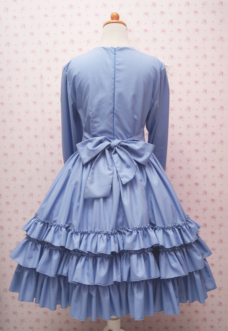 Baby Blue Long Sleeve Classic Victorian Dress With Pleated Etsy
