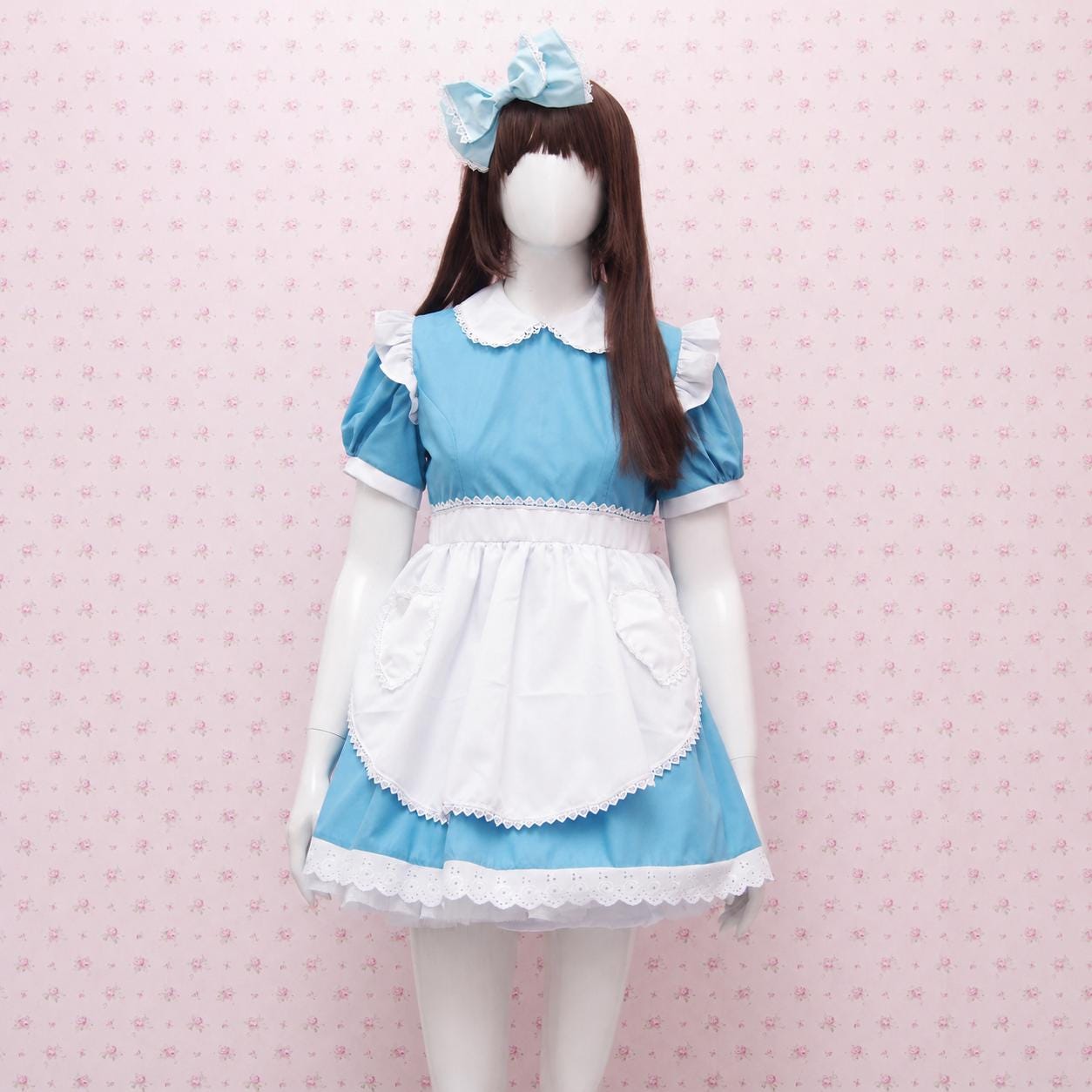 blue maid dress costume Alice in Wonderland Costume: Cotton Mini Maid With Half Apron really short maid dress