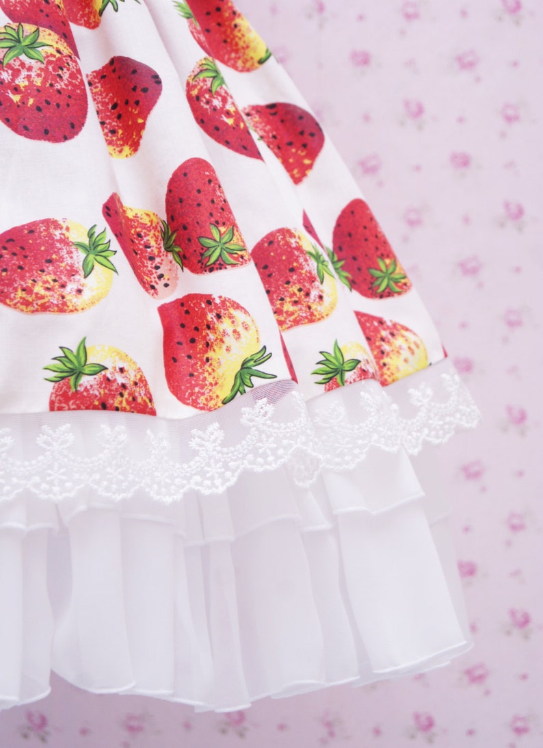 Kawaii Strawberry Dress With White Chiffon Ruffle Skirt and Etsy