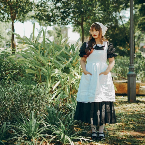Vintage Inspired Maid Dress: Cotton Apron, Cottage Headscarf - Etsy Vintage Inspired Maid Dress: Cotton Apron, Cottage Headscarf - Etsy