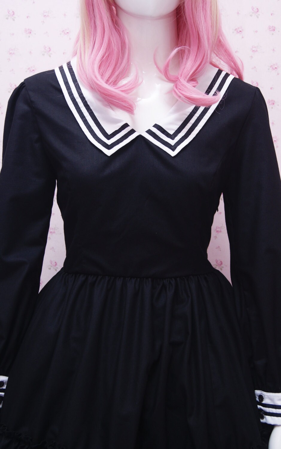 Volle schwarze und weiße Kragen klassische viktorianischekleid | Etsy