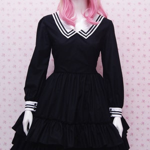 Volle schwarze und weiße Kragen klassische viktorianischekleid | Etsy