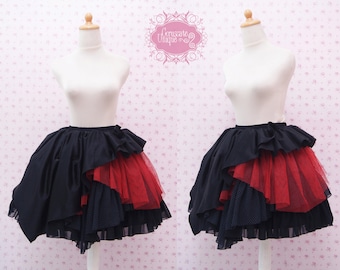 Red and Black Gothic Tulle Skirt: Layered Ragdoll Ballerina Skirt