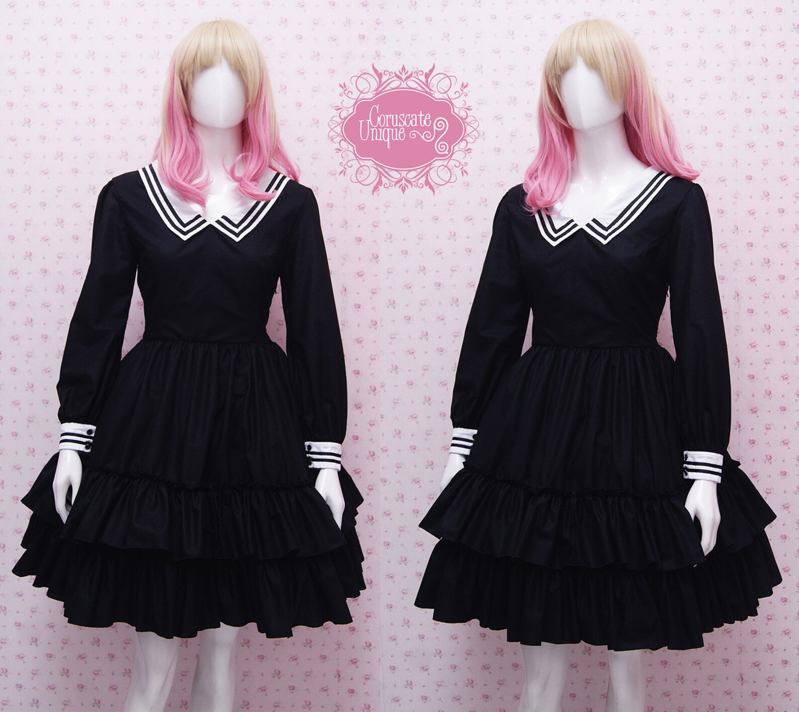 Volle schwarze und weiße Kragen klassische viktorianischekleid | Etsy