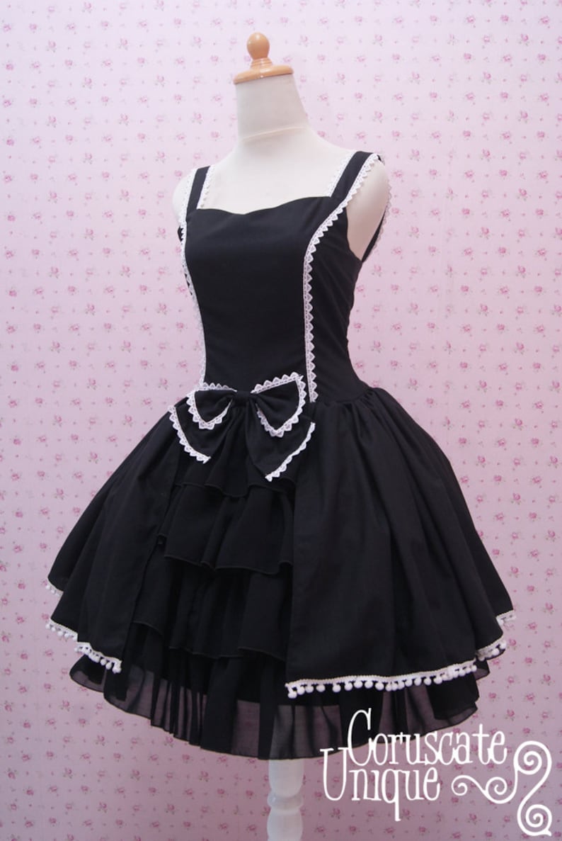 Ruffle Tiered Tea Party Dress Halloween Prom Plus Size Rococo Retro Vintage Inspired Full Black Gothic Lolita Dress