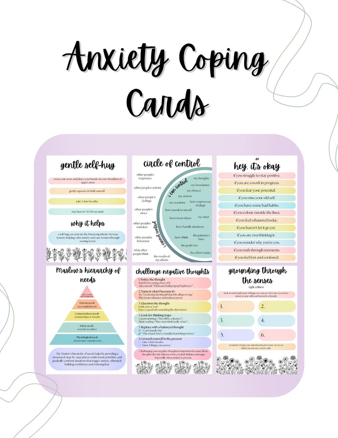 Anxiety Coping Cards, Coping Cards, Mental Health Cards, Emotions ...