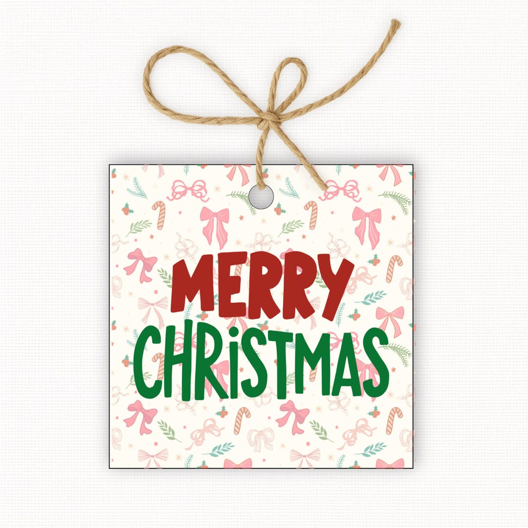 Merry Christmas Gift Tags Printable, Candy Cane Christmas Tags, Holiday ...