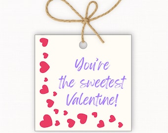 You’re the Sweetest Valentine Gift Tags, Valentine Treat Tags, Valentine Gift Tag PDF, Classroom Valentine Tags, Square Gift Tags 2.5” & 3”