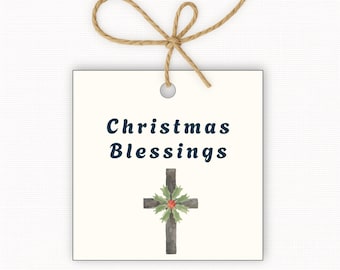 Christmas Blessings Gift Tags, Holiday Gift Tag PDF, Neutral Christmas Gift Tags, Faith Inspired Christmas Tags, Square Gift Tags 2.5” & 3”