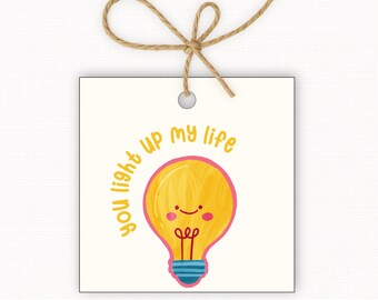 You Light Up My Life Valentine Gift Tags Printable, Valentine’s Day Treat Tags, Valentine Classroom Tags, Printable Valentine Tags 2.5” & 3”