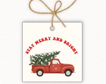 Truck Gift Tags, Christmas Tree Car Tag, Christmas Gift Tags PDF, Holiday Gift Tags, Instant Download