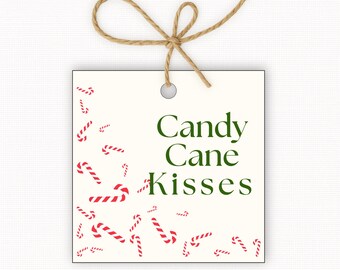 Candy Cane Kisses Gift Tags, Christmas Treat Tags, Holiday Gift Tag Printable, Candy Cane Gift Tag, Christmas Gift Tags PDF