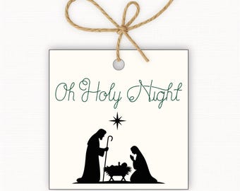 Oh Holy Night Gift Tags, Christian Christmas Gift Tags, Religious Holiday Tags PDF, Nativity Gift Tags, Christmas Gift Tags 2.5” & 3”