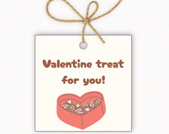 Valentine Treat for You Gift Tags, Valentine Candy Tags, Classroom Valentine Tags, Valentine Gift Tag PDF, Square Gift Tags 2.5” & 3”