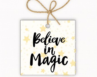 Believe in Magic Christmas Gift Tags, Holiday Gift Tag PDF, Magical Christmas Tags, Christmas Treat Tags, Square Gift Tags 2.5” & 3”