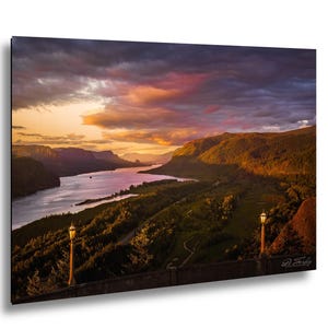 Columbia River Gorge Sunset Photography – Vista House Crown Point Beacon Rock Landscape Print