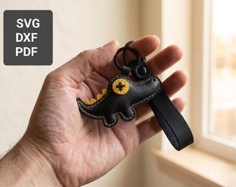 Dinosaur Leather Keychain Pattern | Mini Dino SVG, DXF, PDF (Digital Download)