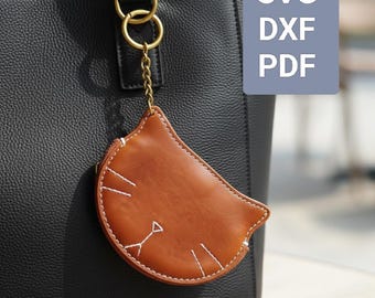 Cat Coin Purse Leather Pattern | Kitten Ear Wallet Template (PDF Download)