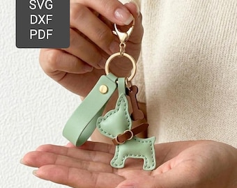 French Bulldog Leather Keychain SVG | Dog Charm Laser Cut File (Digital Download)